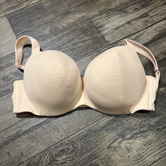 Cacique Lightly Lined Balconette Bra 42D Nude Underwire T-Shirt Smoothing - Picture 1 of 8